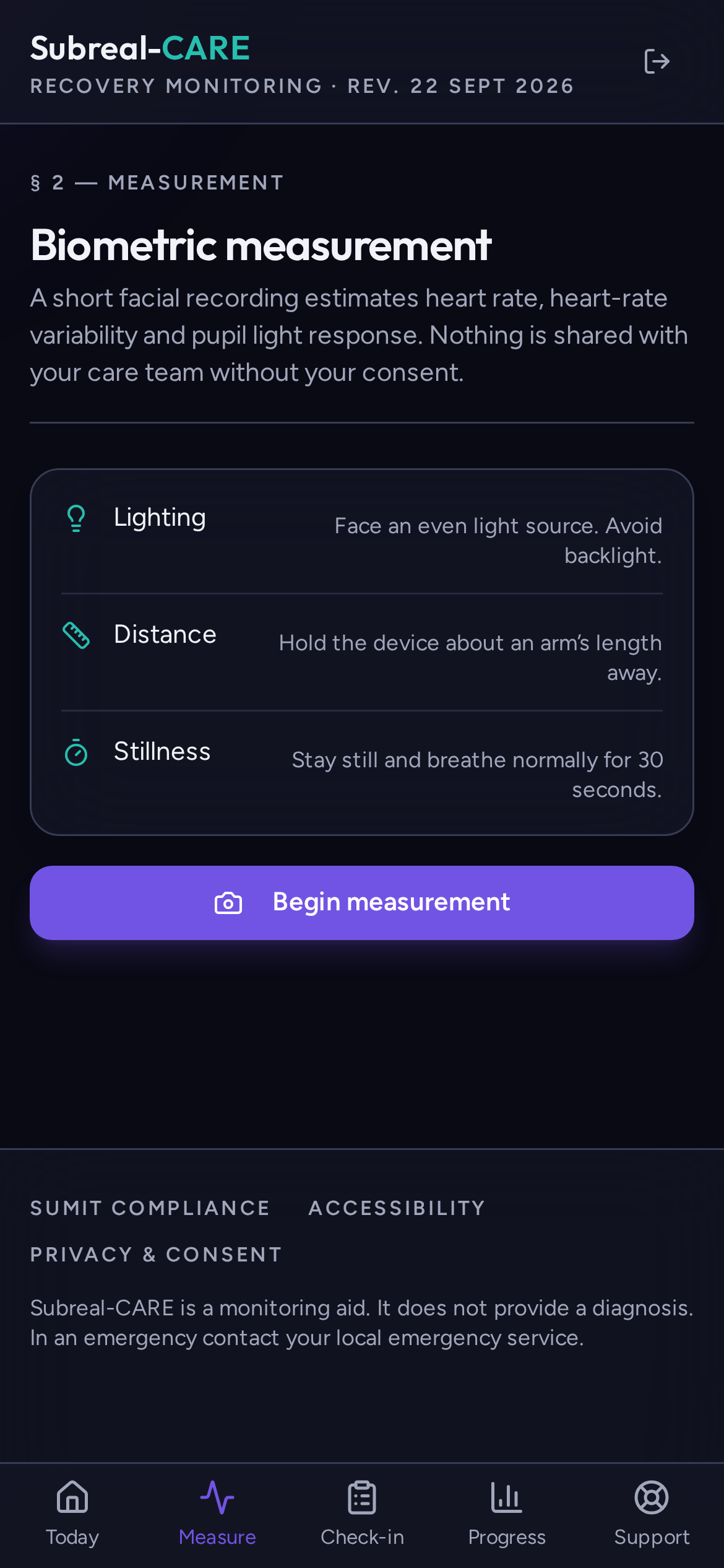 Subreal-CARE camera measurement
